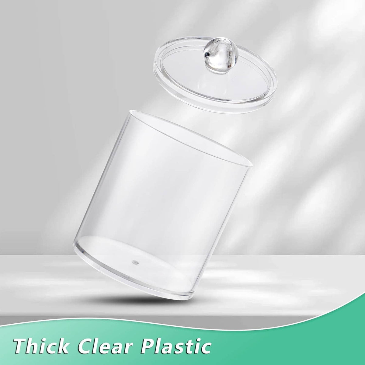 Thick clear plastic bathroom dispenser container with snap-on lid