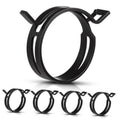 Black constant-tension hose clamp set, circular bands with locking tabs