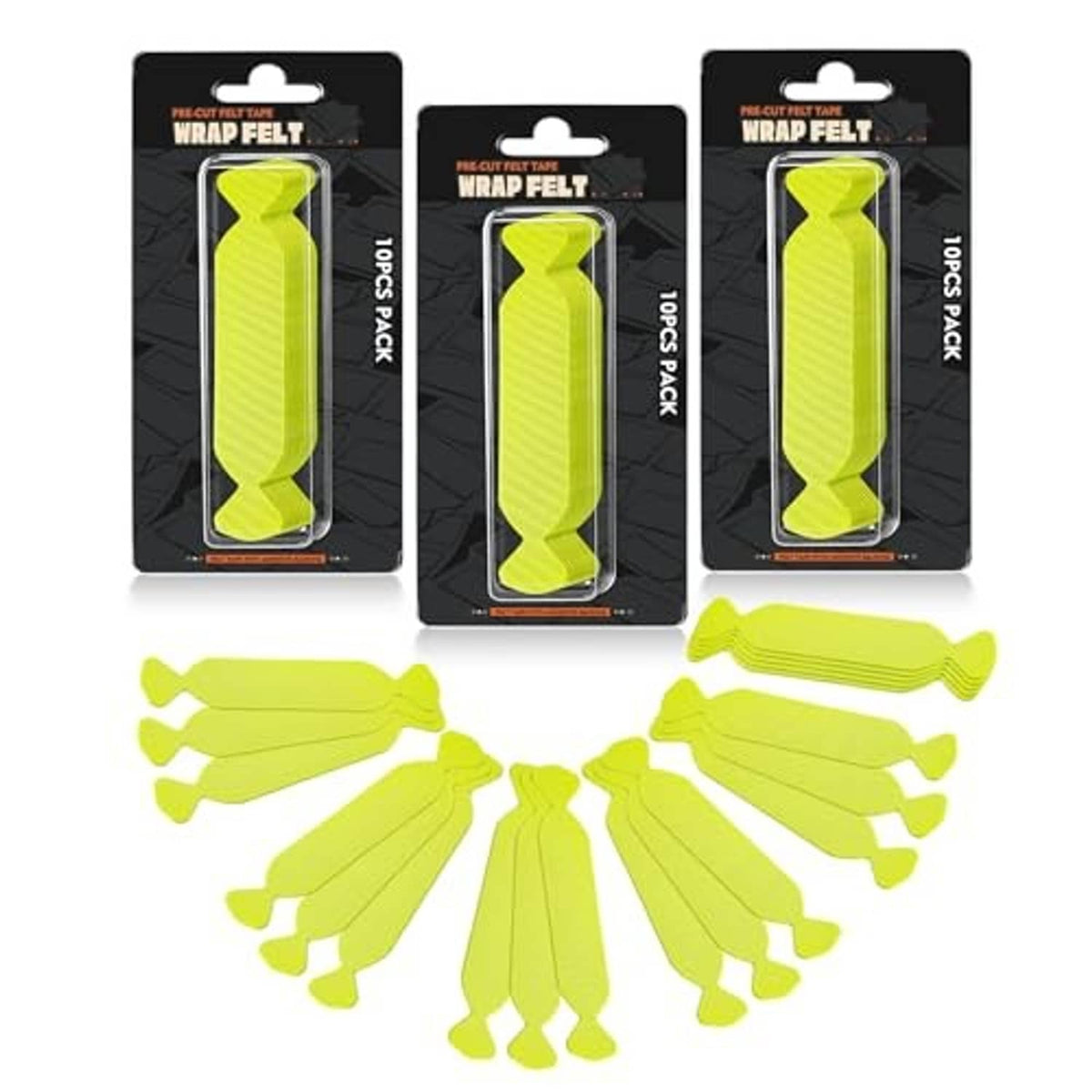 Neon green pre-cut felt squeegee buffer tape, 10-pack on blister cards