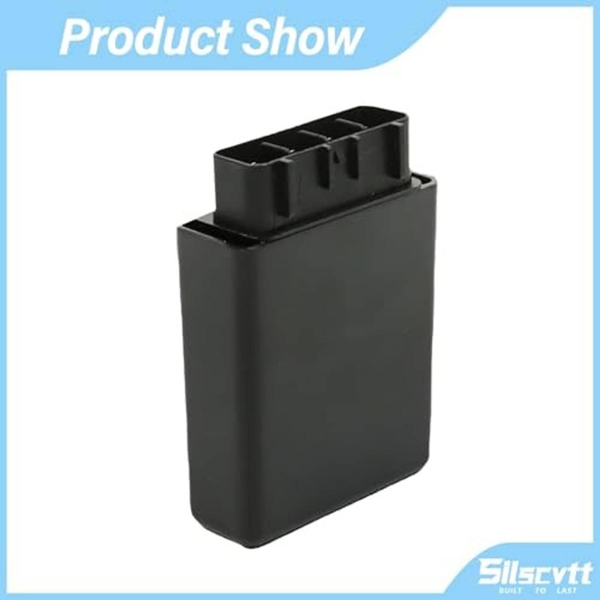 Black CDI ignition control box with top opening and multi-pin connector ports on side.