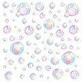 Rainbow bubble wall decal set with many iridescent bubble circles and small foam bubbles