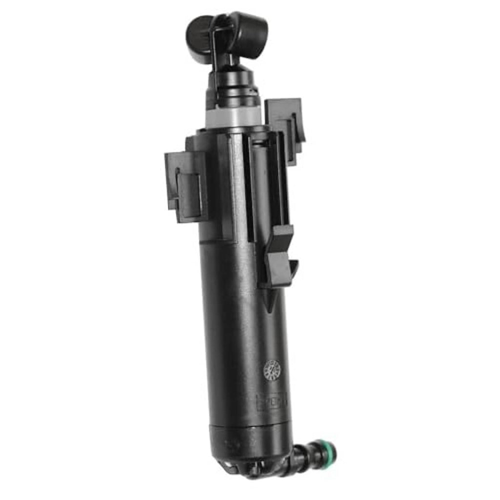 Headlamp washer nozzle jet sprayer in black with nozzle cap and side mounting tabs