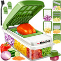 White and green Mueller vegetable chopper mandoline slicer with blade tray open