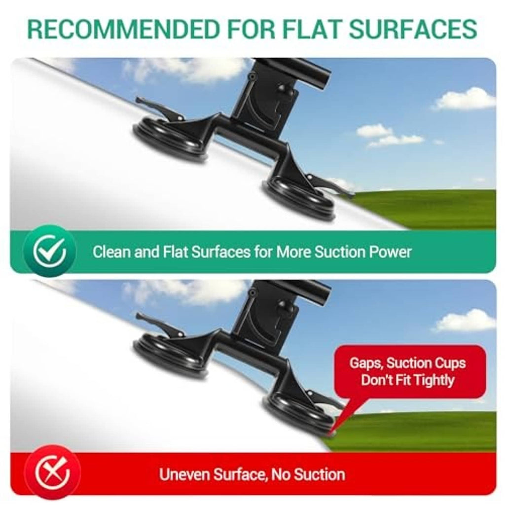 RV suction cup flag mount shown on flat surfaces with two-cup base design