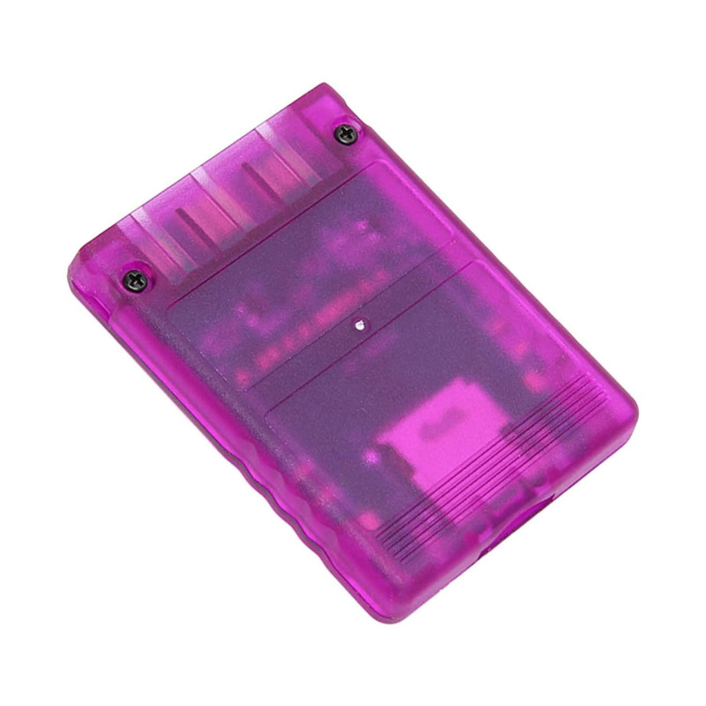 Purple translucent PS2 SD card adapter, side angle showing ridged panel detail.