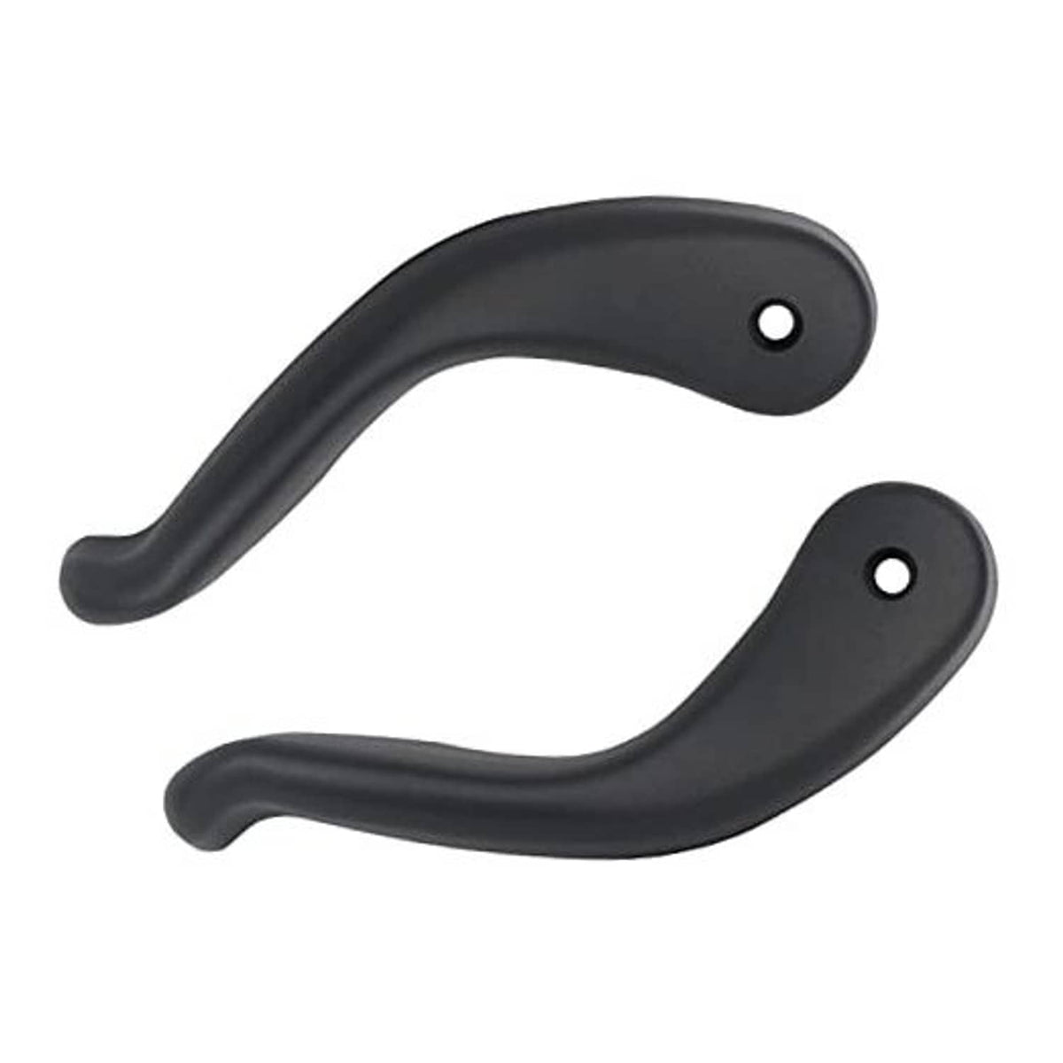 Black seat recliner handle lever set with two curved pulls and round mounting holes