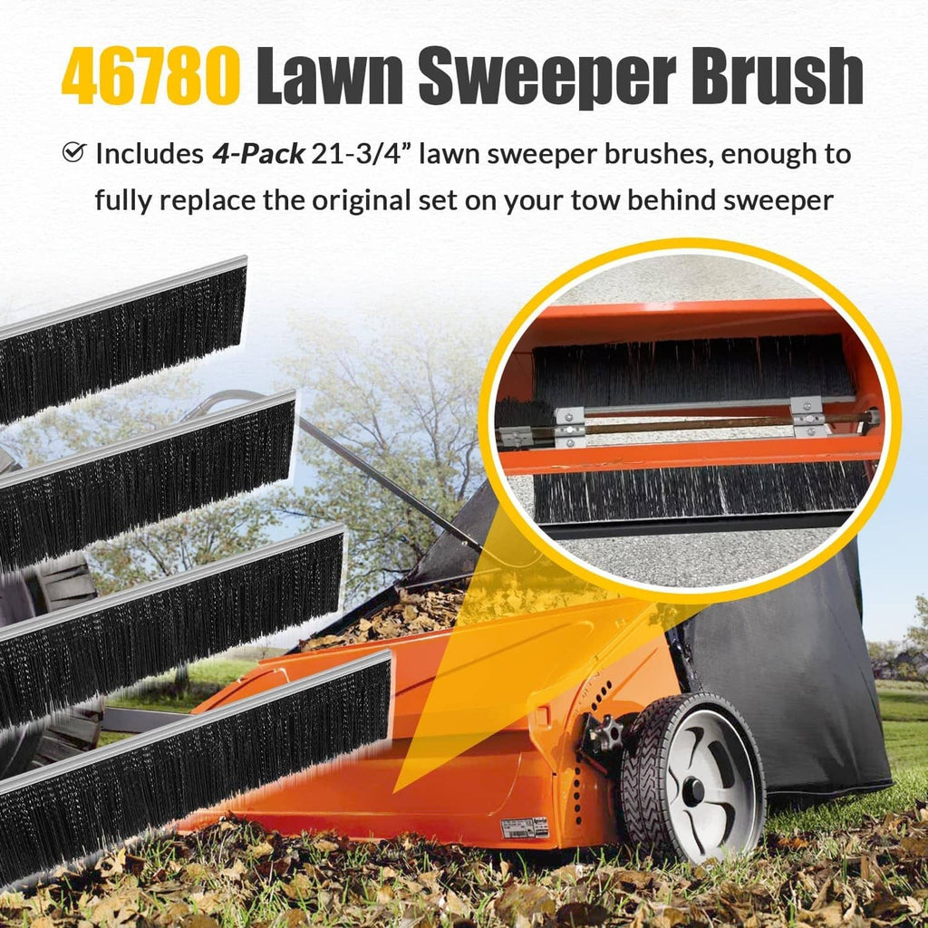 Lawn sweeper replacement brush set with black bristles for tow-behind sweepers