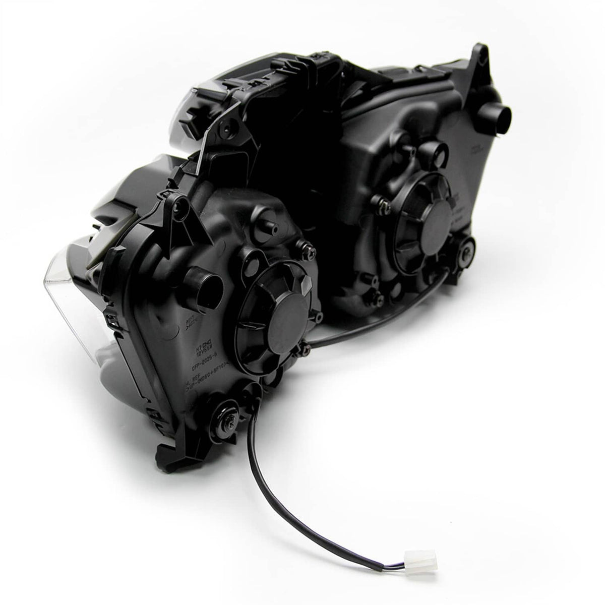 Front headlight assembly back housing with connectors and black mounting hardware