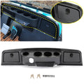 Carbon fiber dash cover with four cup holder cutouts and side mounting holes, dark gray