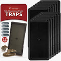Mouse glue trap set, 12-pack, black rectangular plastic traps with hinged covers