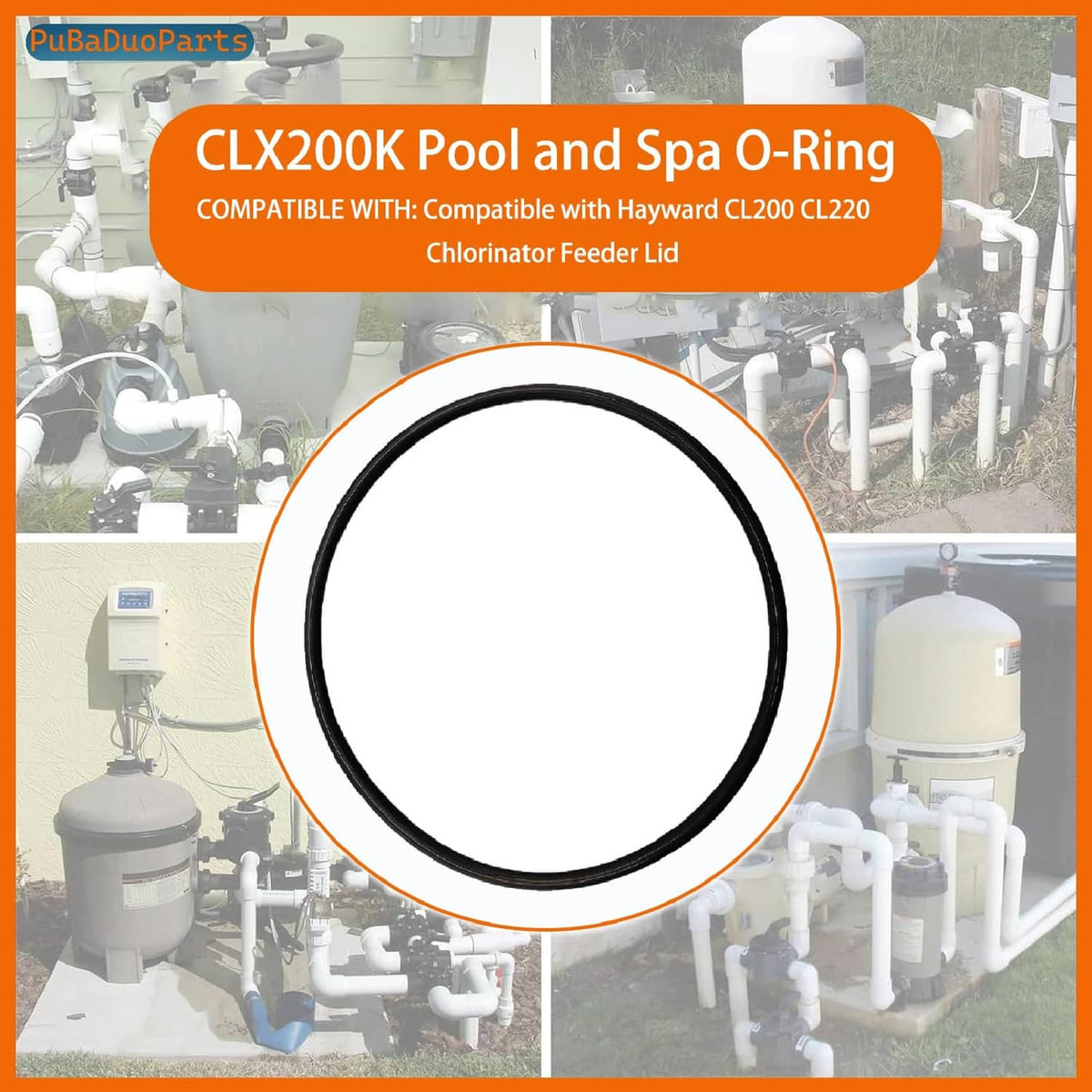 Black CLX200K pool and spa feeder lid O-ring