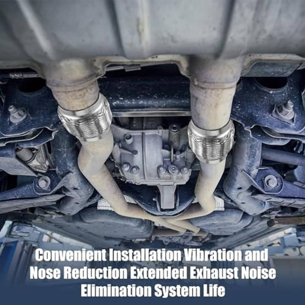 Vehicle exhaust system with stainless braided flex pipes connected