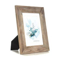 Brown solid wood 5x7 picture frame with glass front and standing easel back