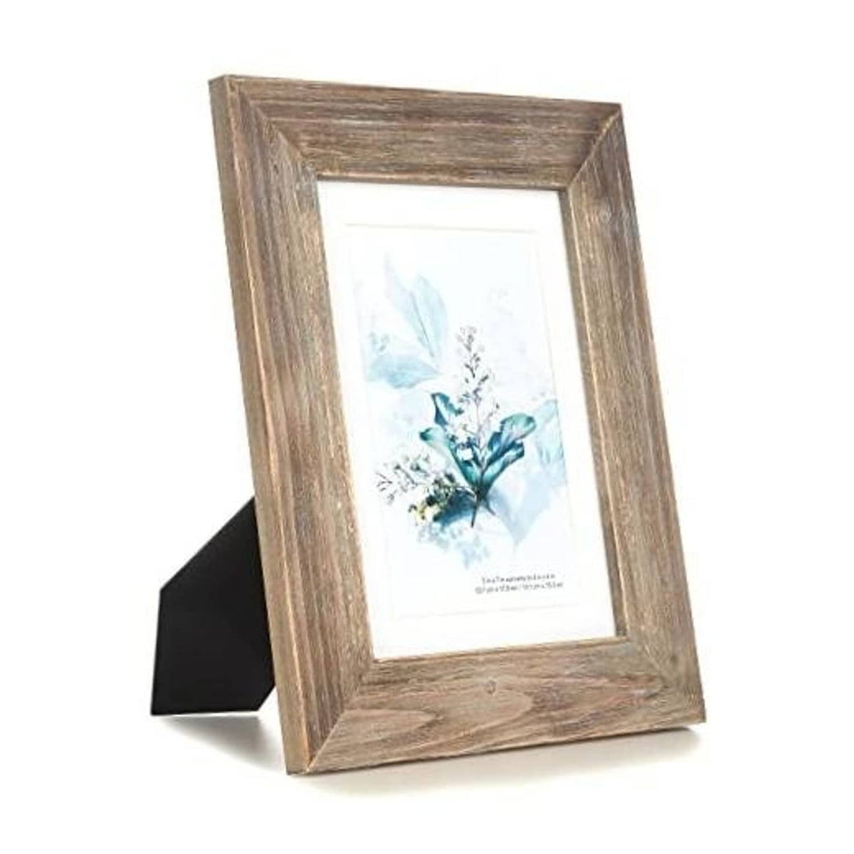 Brown solid wood 5x7 picture frame with glass front and standing easel back