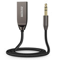 Bluetooth car aux adapter with gold 3.5mm plug and braided black cable