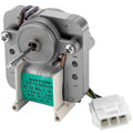 Refrigerator evaporator fan motor with mounting bracket and electrical connector, metal housing