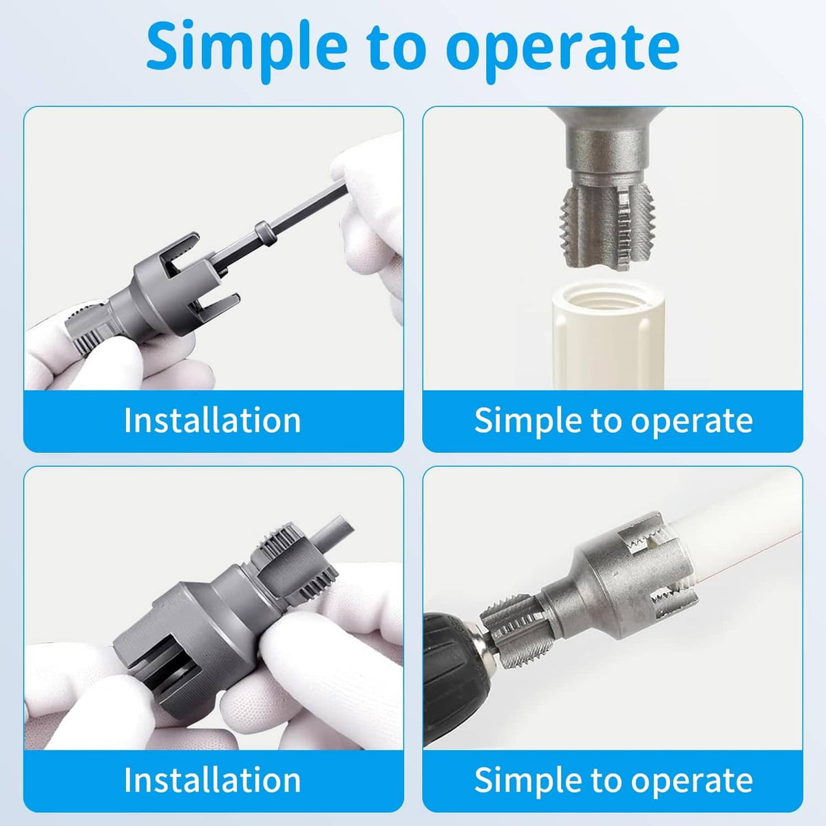 PVC pipe threader with detachable die head and handle, simple to operate