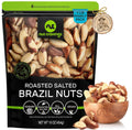 Roasted salted Brazil nuts, no-shell in a 1 lb resealable bag with nut bowl