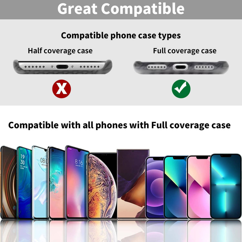 Black phone tether tab compatible with full-coverage phone cases