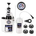 Manual brake bleeder kit with pressure gauge, valve, hose, adapters, and 3L waste bottle