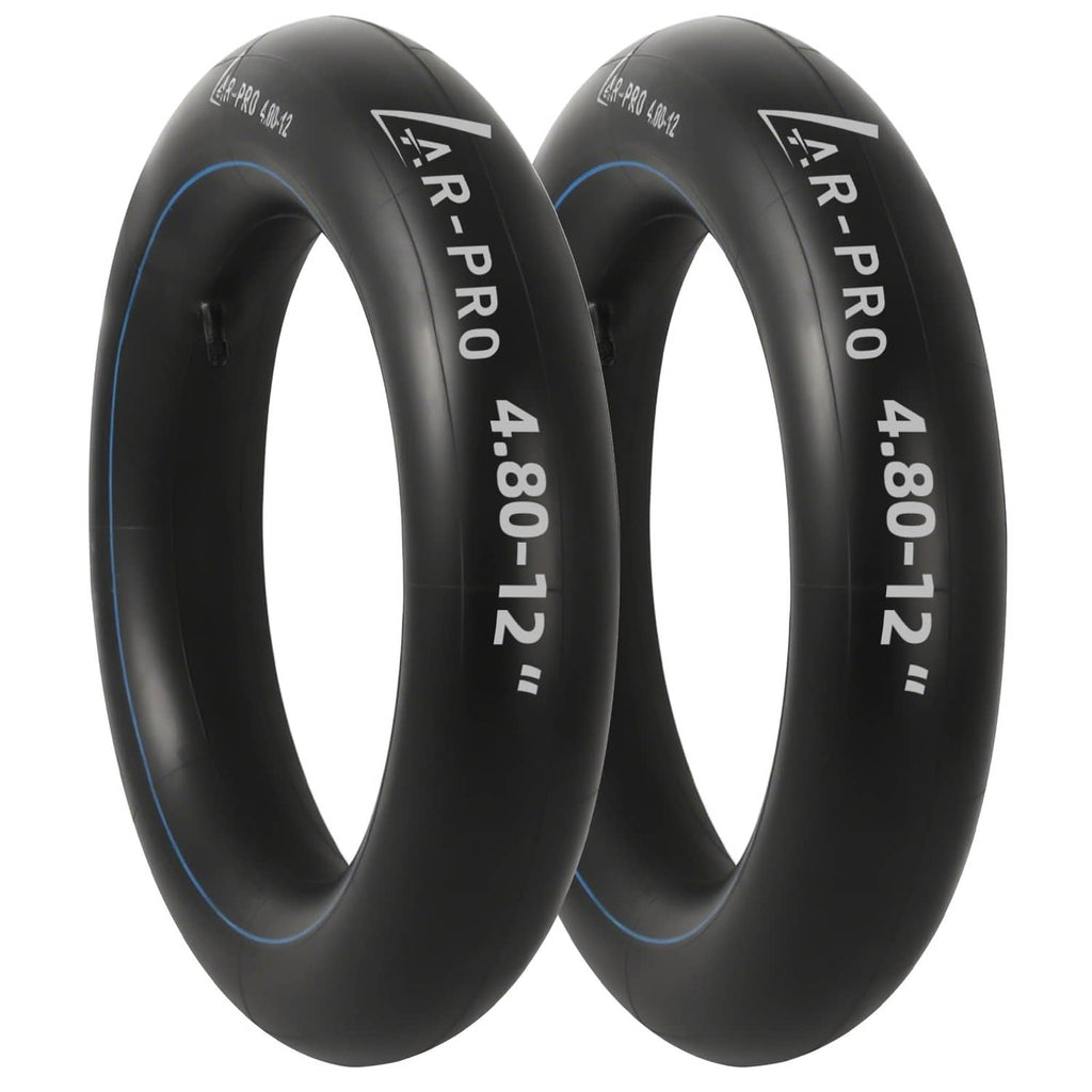 Pair of black AR-PRO 4.80-12 heavy-duty inner tubes for ATV tires, TR13 size