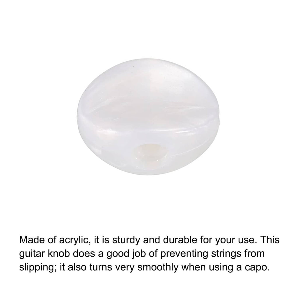 White acrylic oval tuning peg button, smooth glossy surface