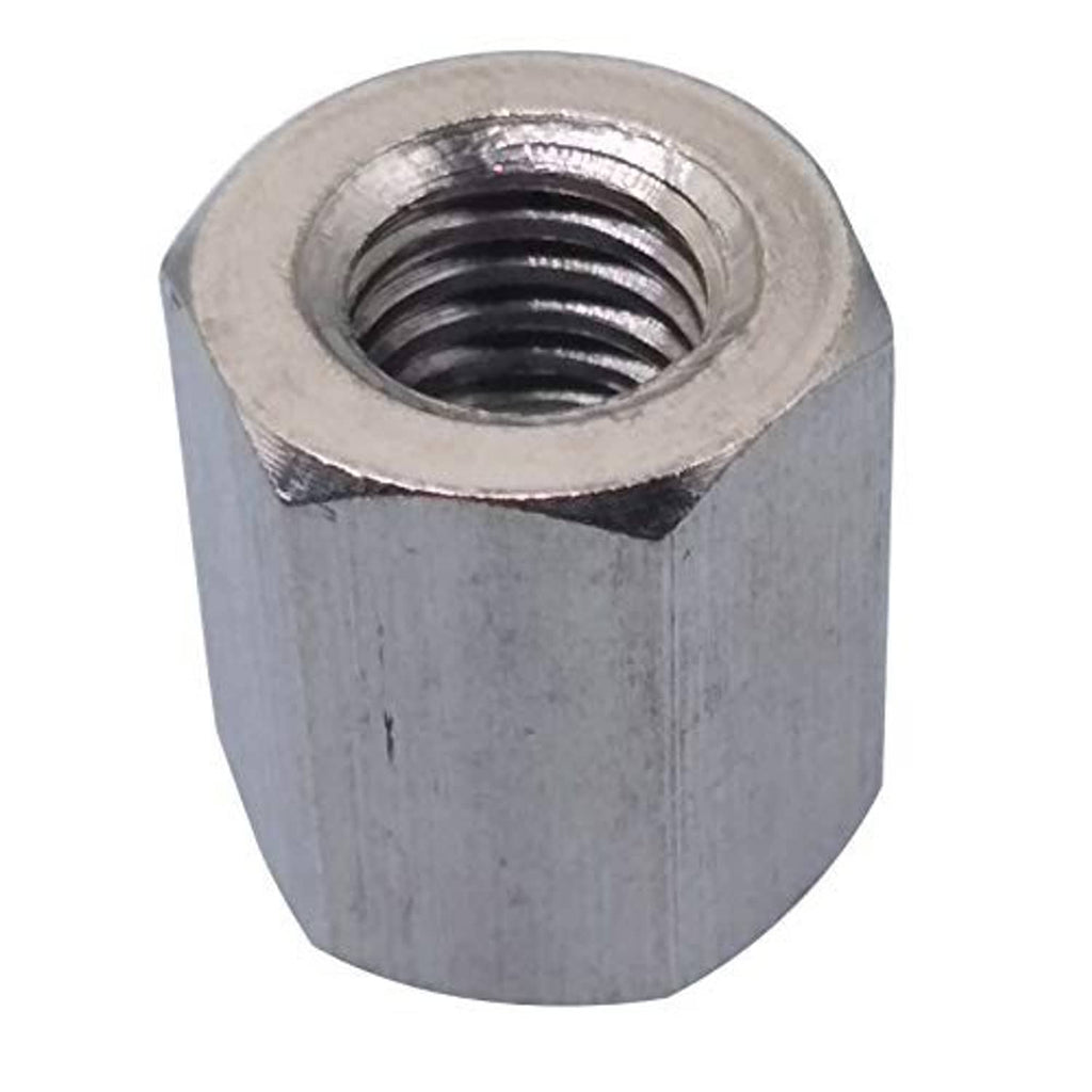 Stainless steel hex coupling nut connector with internal thread, open hex end