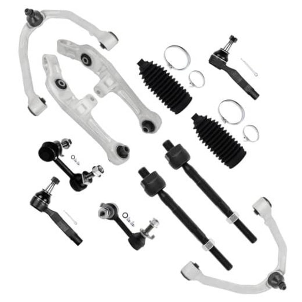 Front suspension control arm kit with ball joints, boots, and coated metal links
