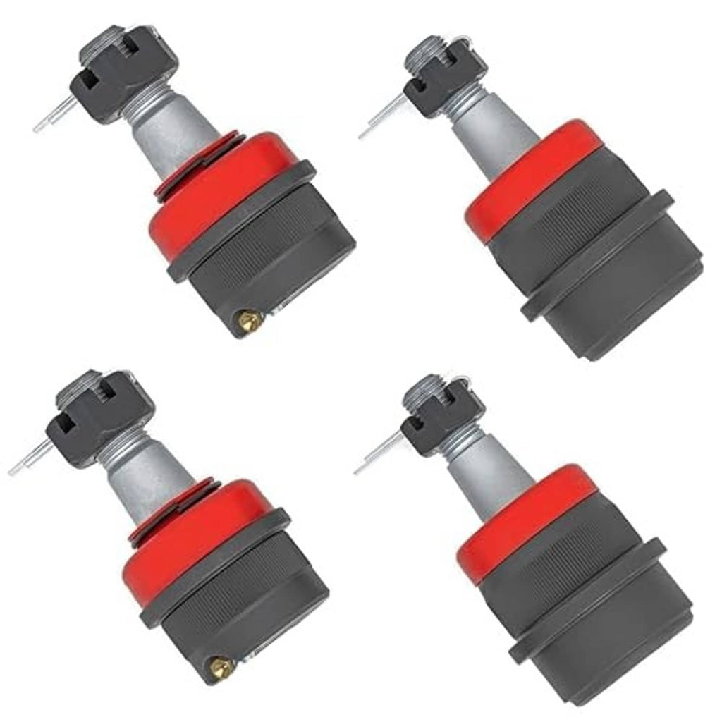 Greasable ball joint kit with red sleeves and black housings, four pack
