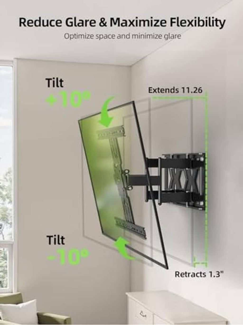 TV wall mount bracket with tilt adjustment mechanism and locking arms