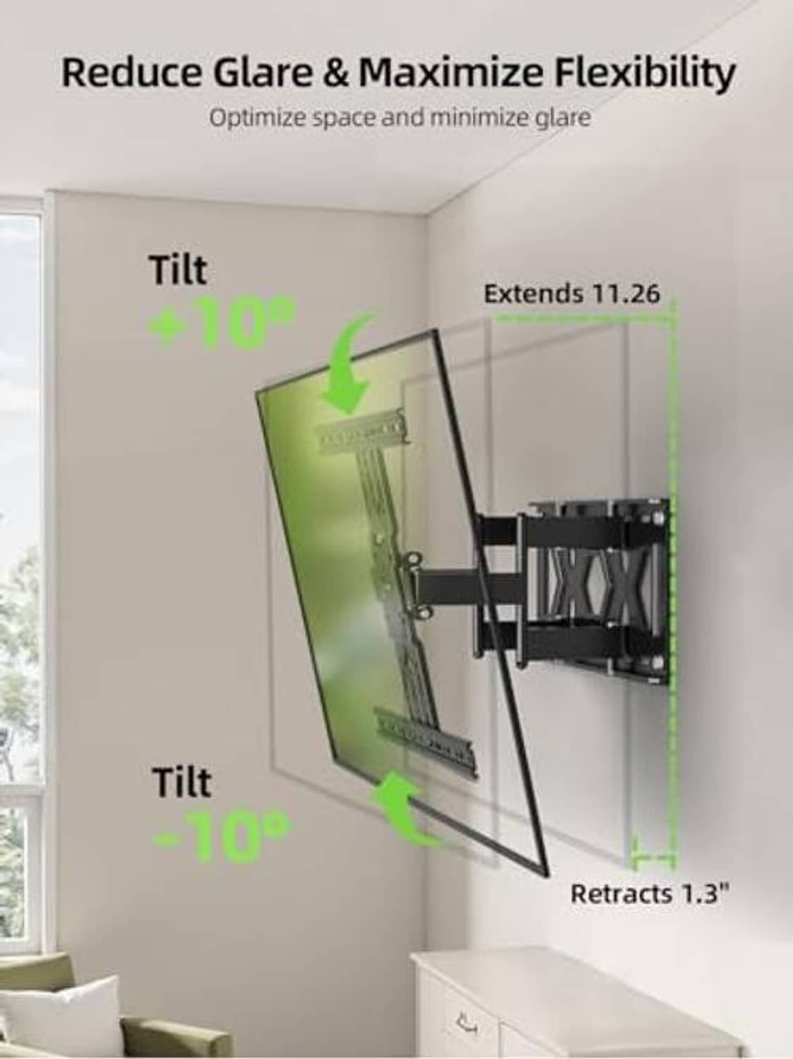 TV wall mount bracket with tilt adjustment mechanism and locking arms