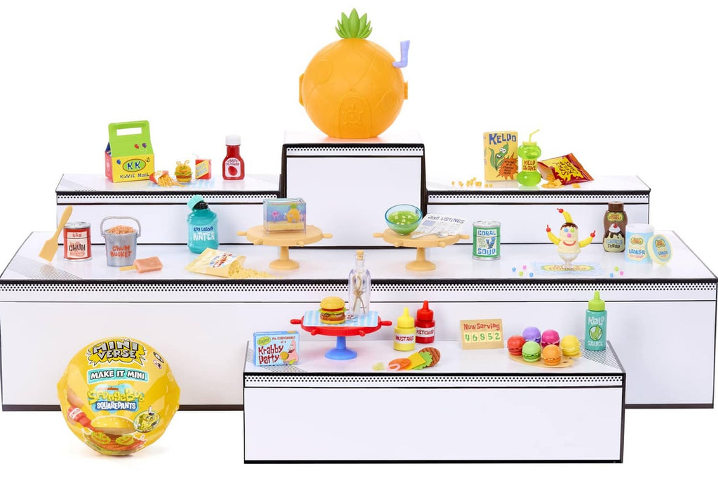 Miniverse mini food workstation with shelf accessories, capsules, and condiment bottles