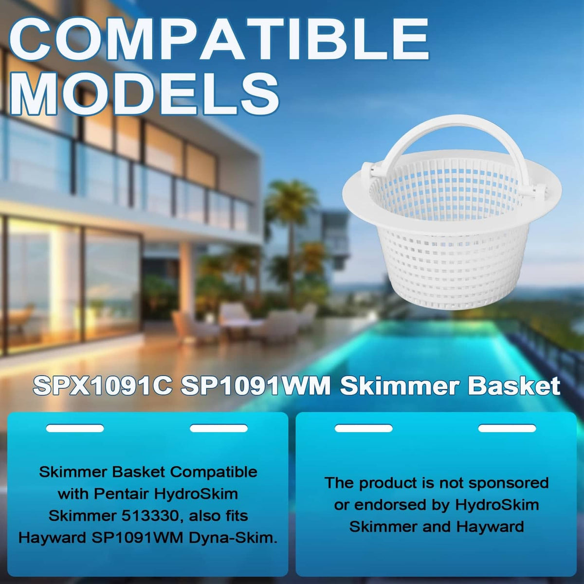 White skimmer basket with round lid-style rim and mesh basket for pool filtration