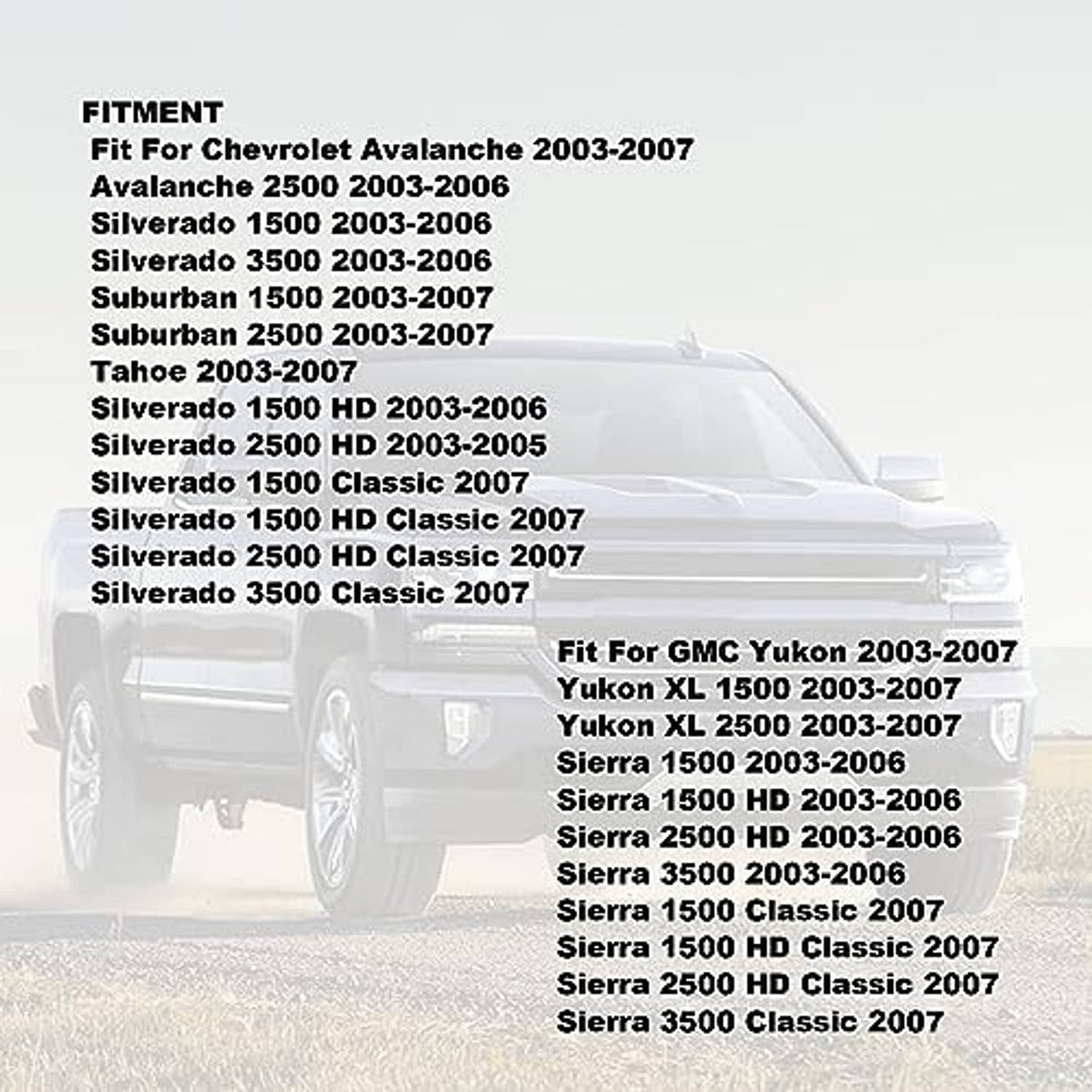Door reflector panel fitment compatibility list for selected trucks and years