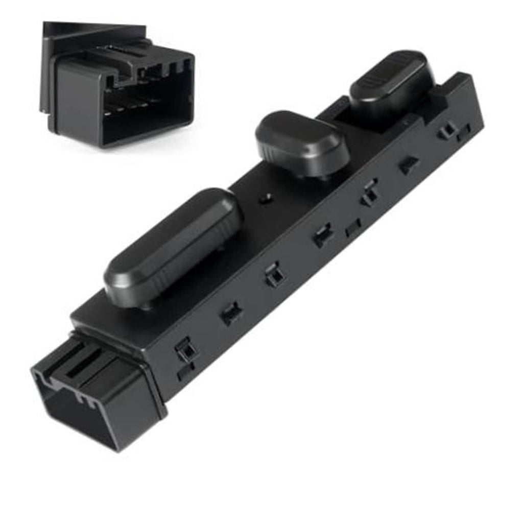 Power seat control switch module with four rocker buttons and electrical connector, black