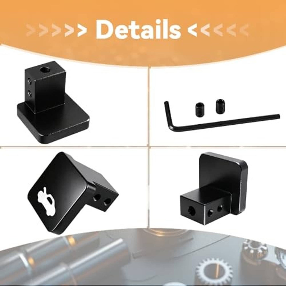 Black hood release latch handle repair parts set: bracket, L-key, and two fasteners