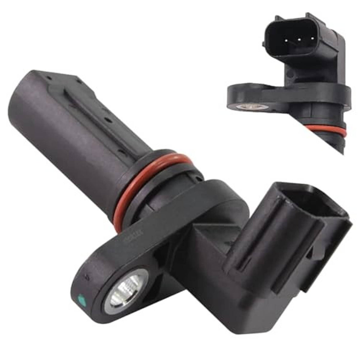 Crankshaft position sensor, black housing with orange seal ring and mounting bracket
