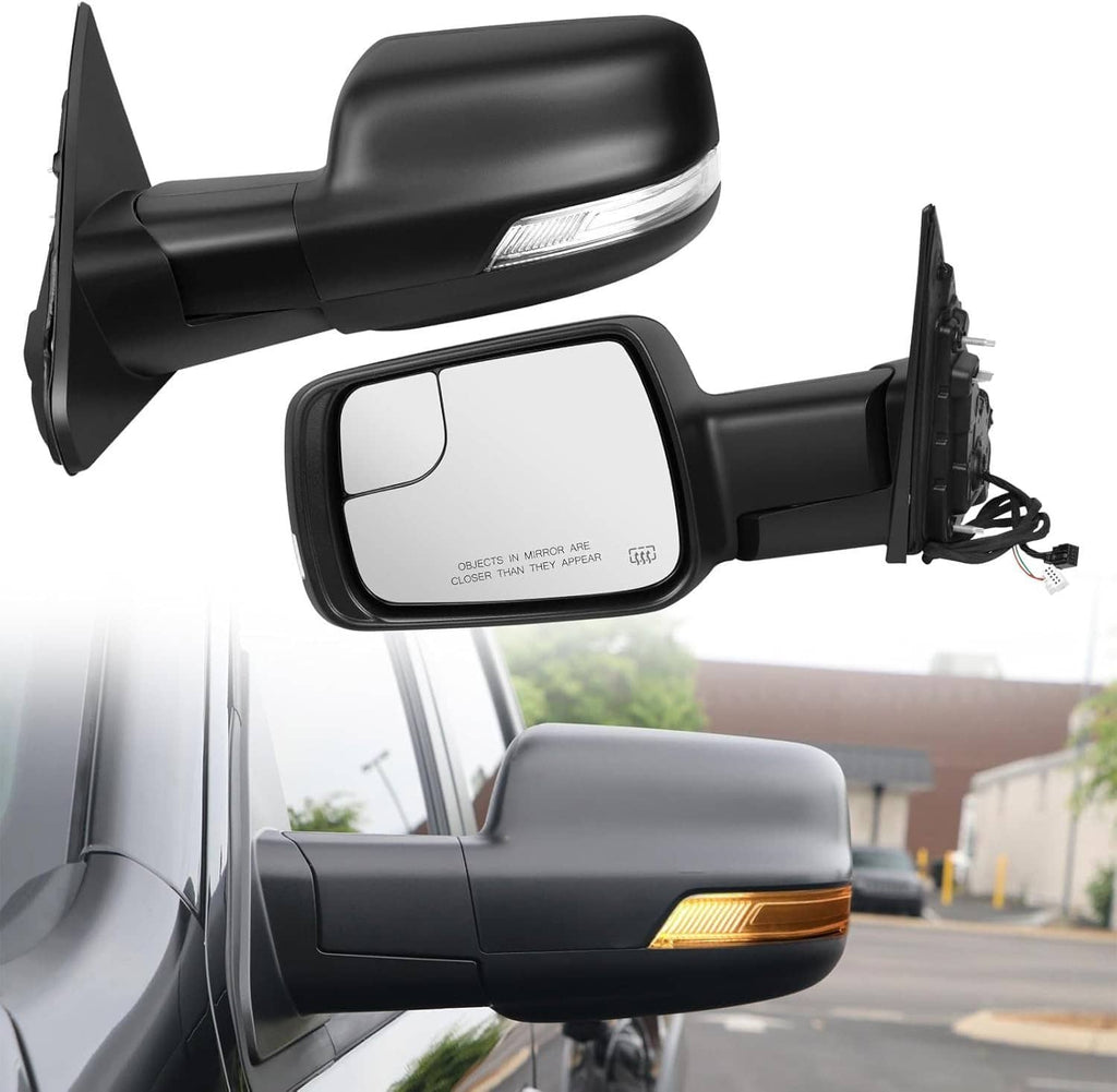 Left driver-side mirror with turn-signal strip and rear mounting cables