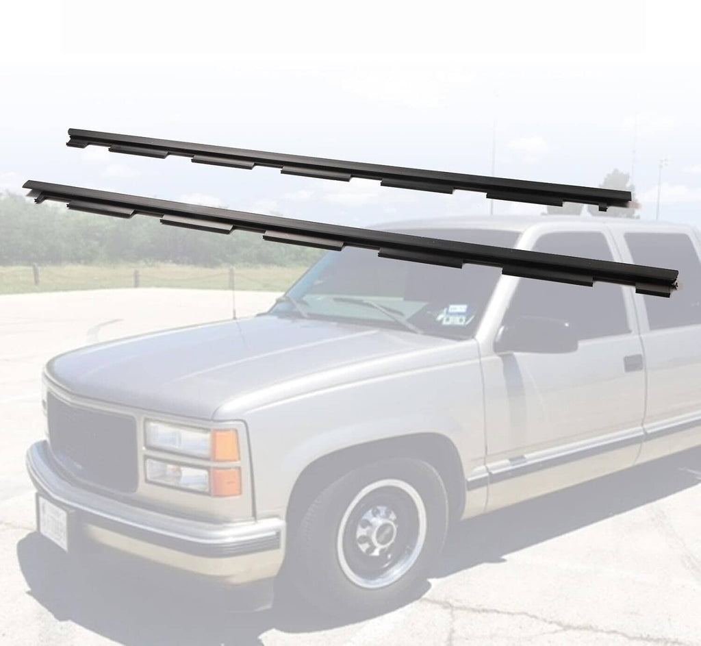 Black window sweep weatherstrip seal set mounted on pickup door window