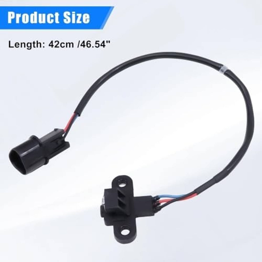 Crankshaft position sensor with black housing, mounting bracket, and 42cm wire harness