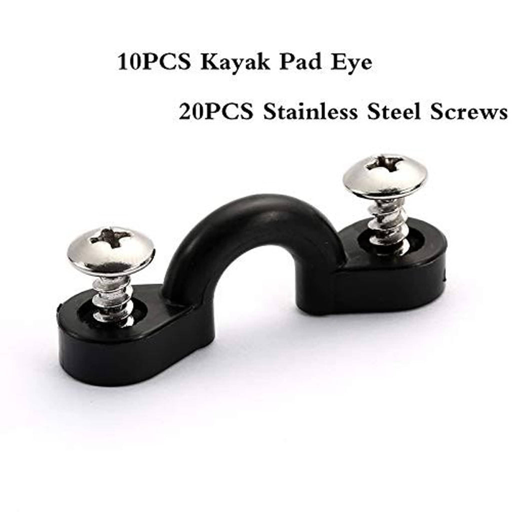 Kayak pad eye mount with black base and stainless screw included