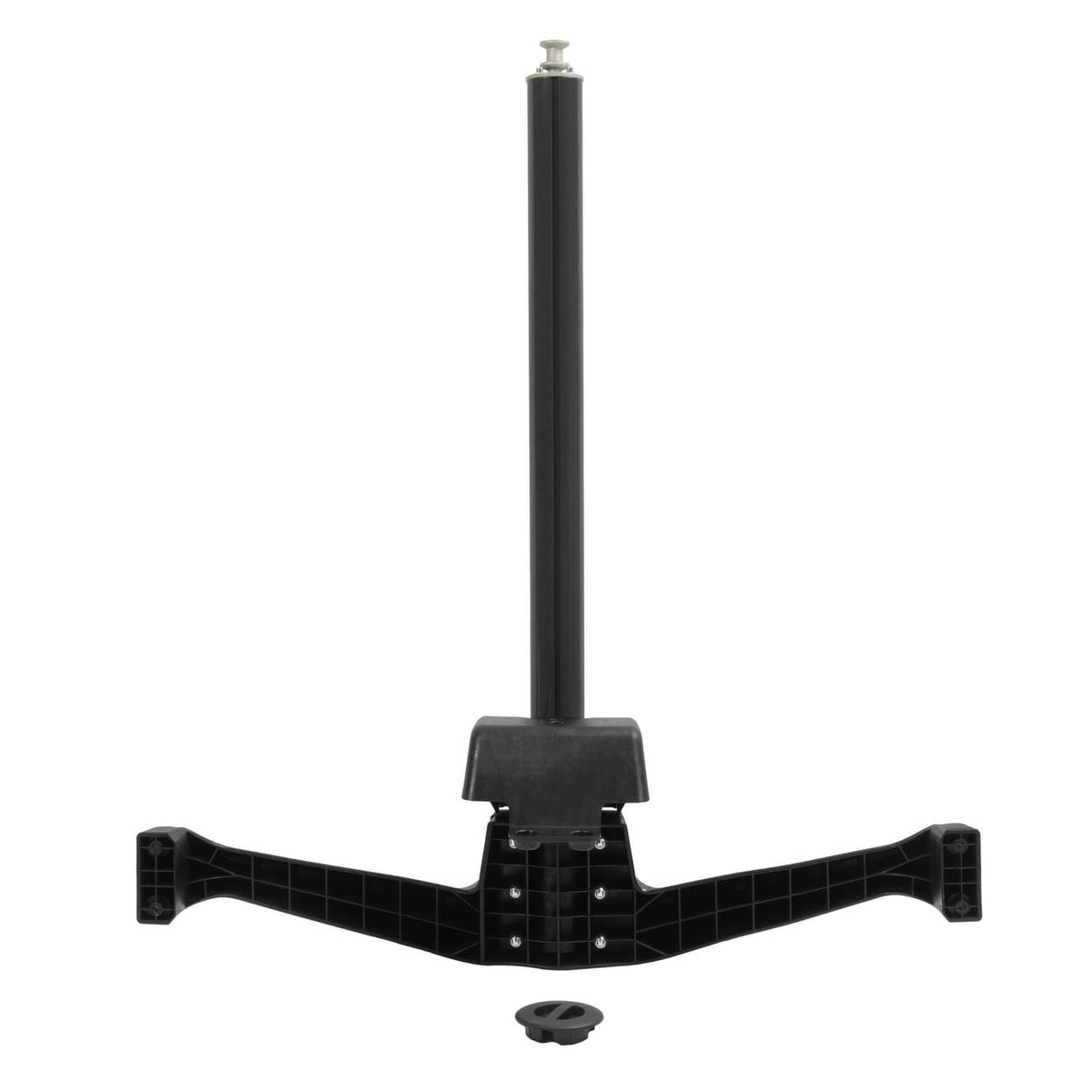 Black water ski wake pylon with wide mounting base and bolt points