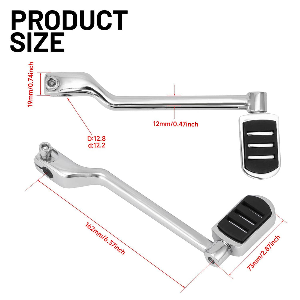 Motorcycle heel-toe shift lever kit, silver metal arms with black rubber foot pegs