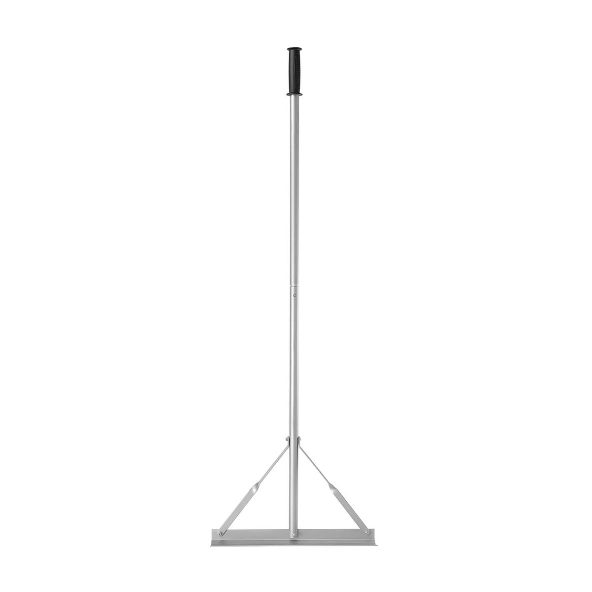 Landscape rake with wide aluminum head and stable tripod stand