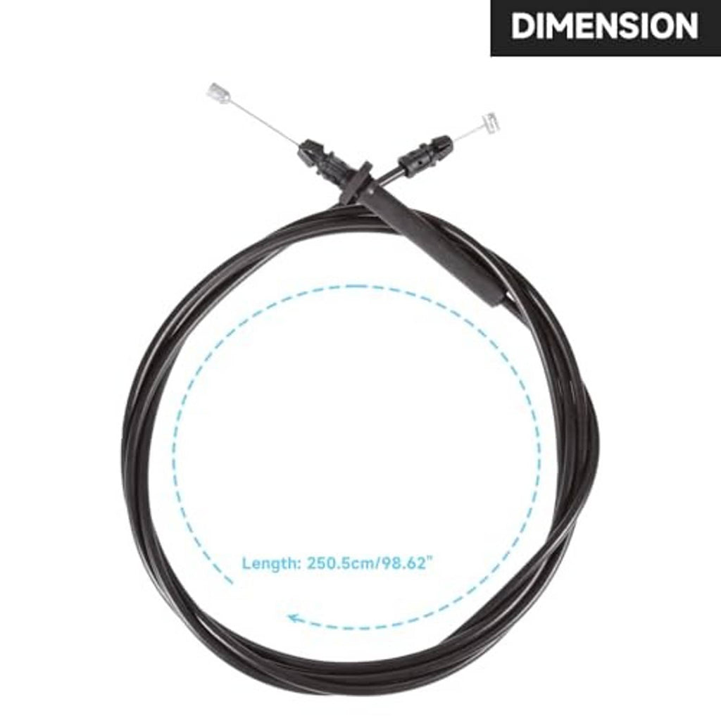 Black hood release cable with two connector terminals and bundled loop
