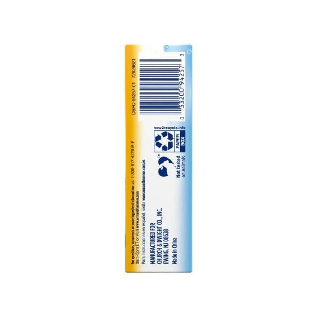 Arm & Hammer detergent sheets box back with barcode and ingredient directions