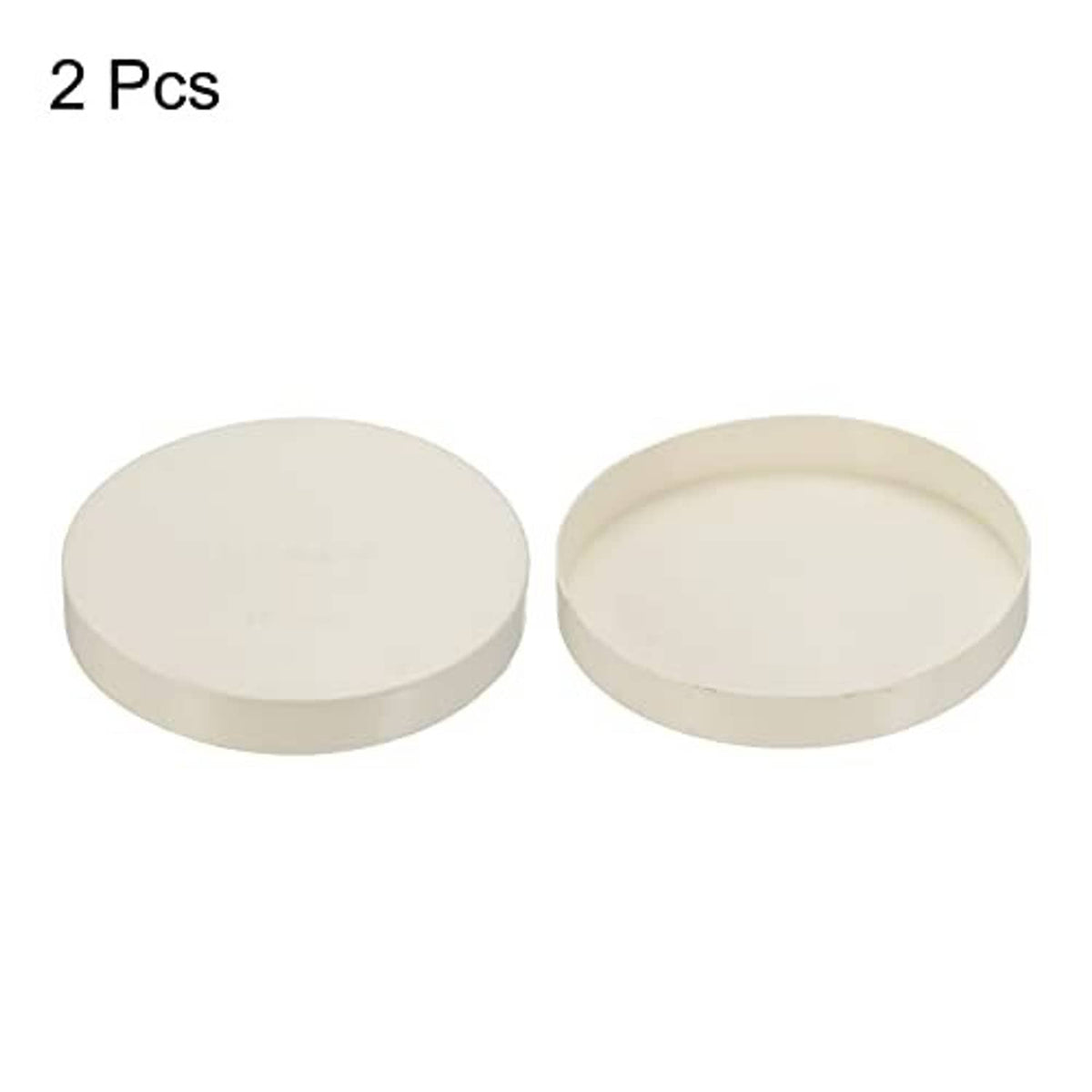 5.5 in PVC pipe end caps, off-white round plugs, two-piece set