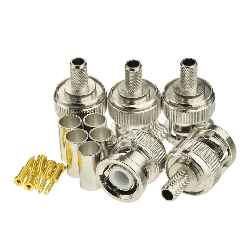 Assorted BNC male crimp connectors set with heat-shrink sleeves and brass pins