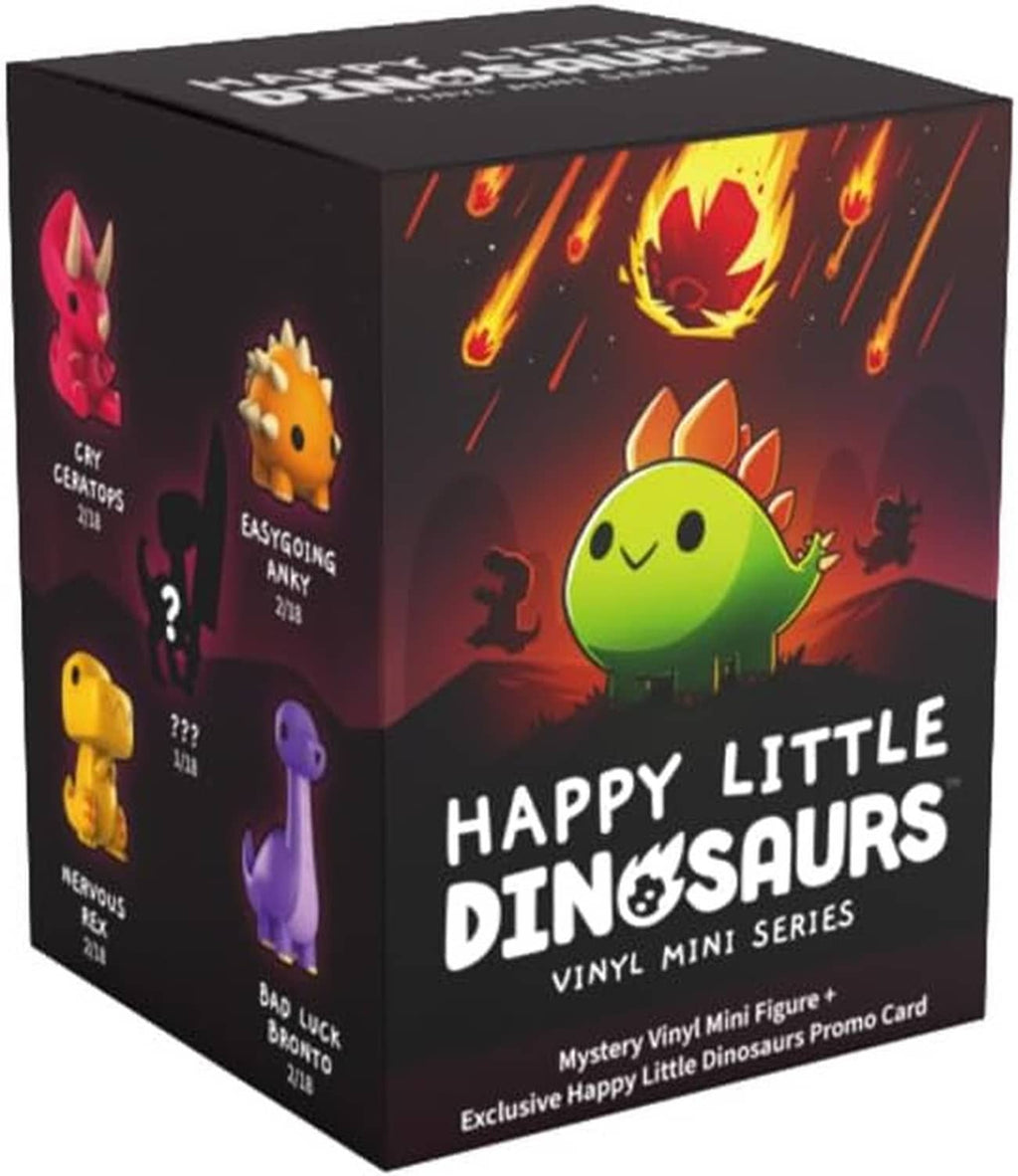 Black vinyl mini figure mystery box featuring green dinosaur face and fire graphic