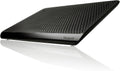 Black laptop cooling mat with perforated mesh top and non-slip base.